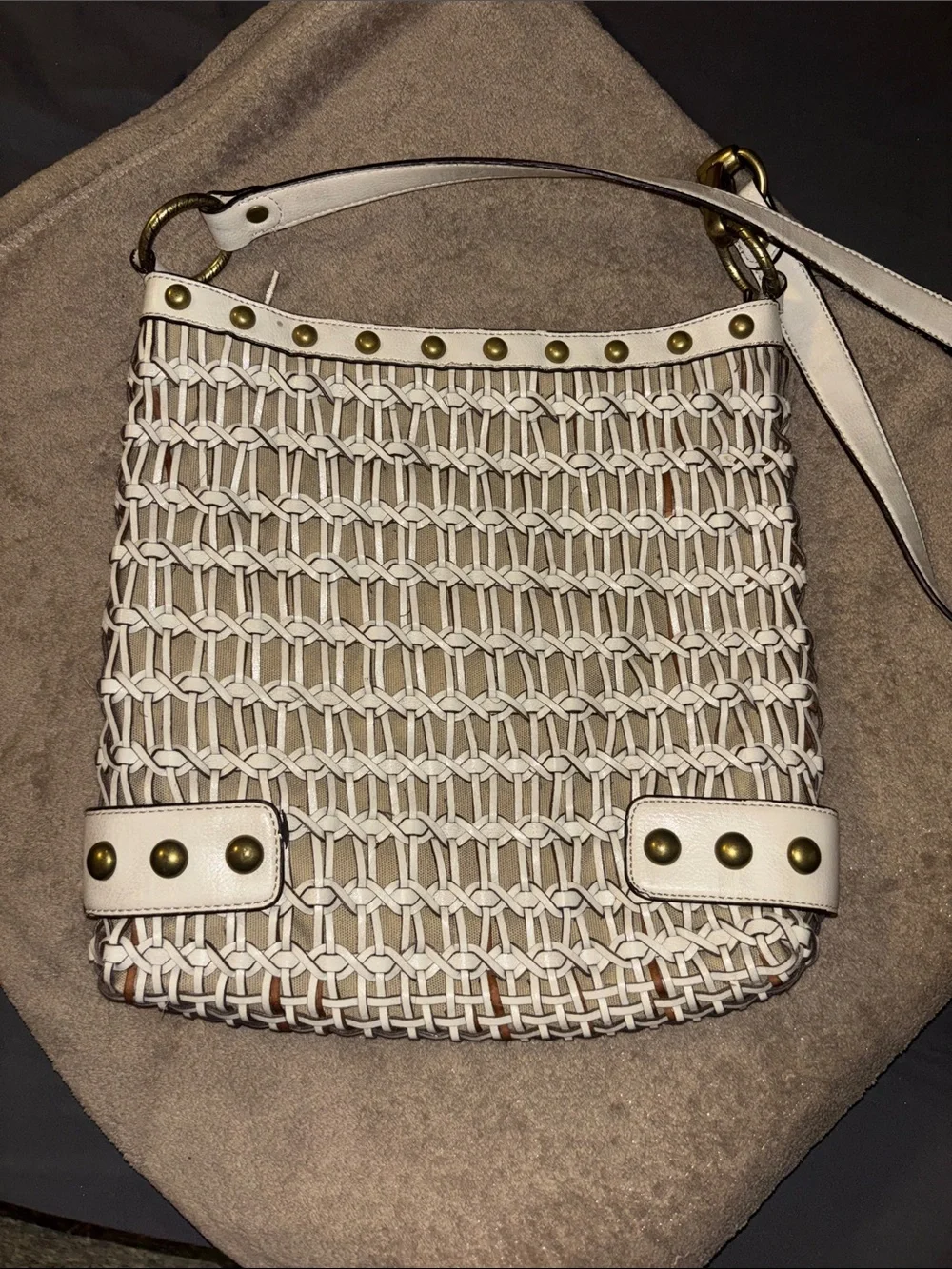 Kathy Van Zeeland Faux Leather Woven Bag